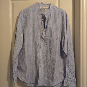 Perry Ellis Button Down Silk blend large Blue and Grey